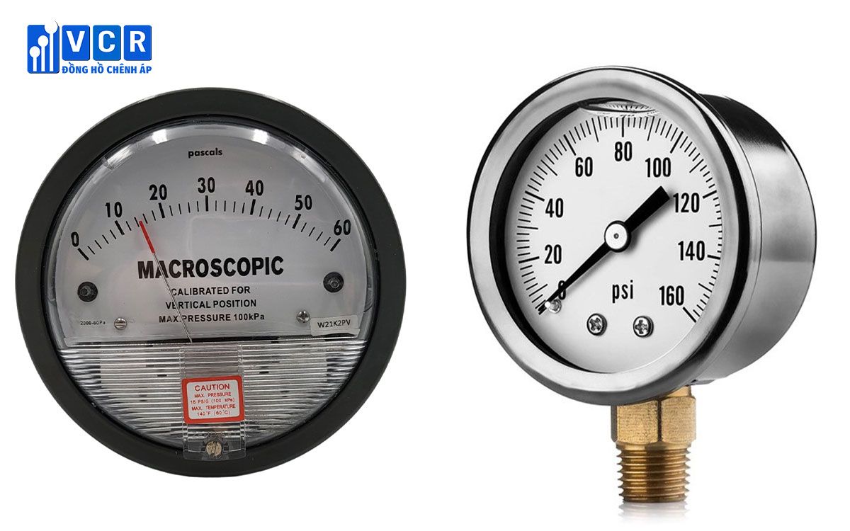 So sánh Đồng hồ đo chênh lệch áp suất và Đồng hồ đo áp suất
