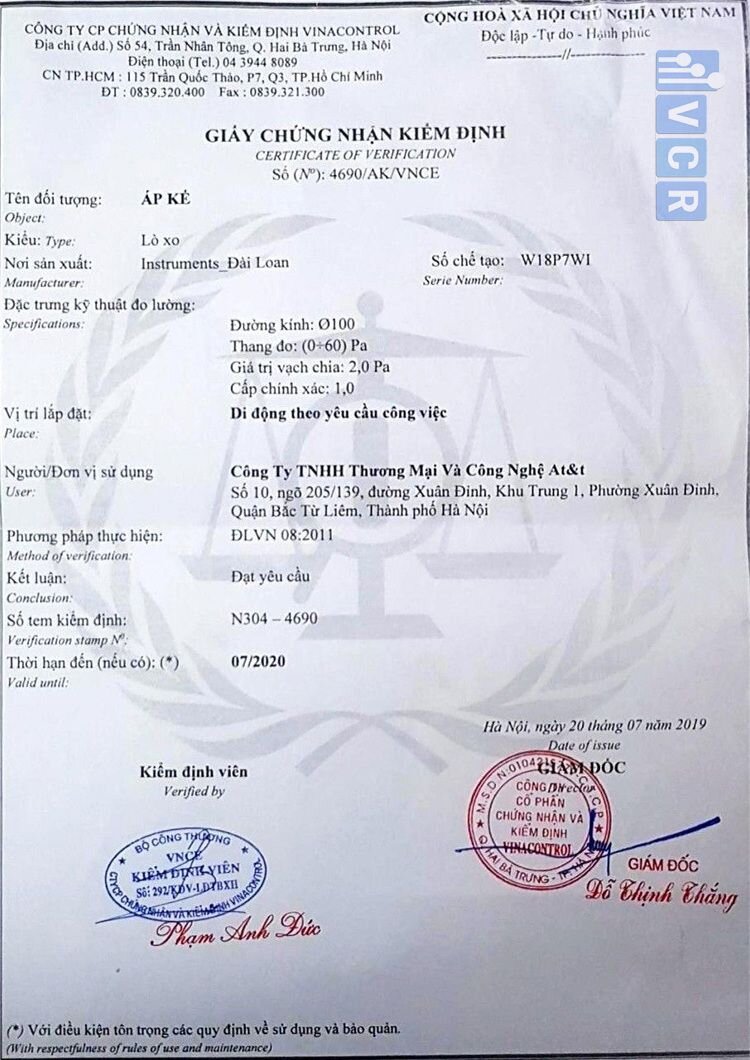 Kiểm định đồng hồ chênh áp
